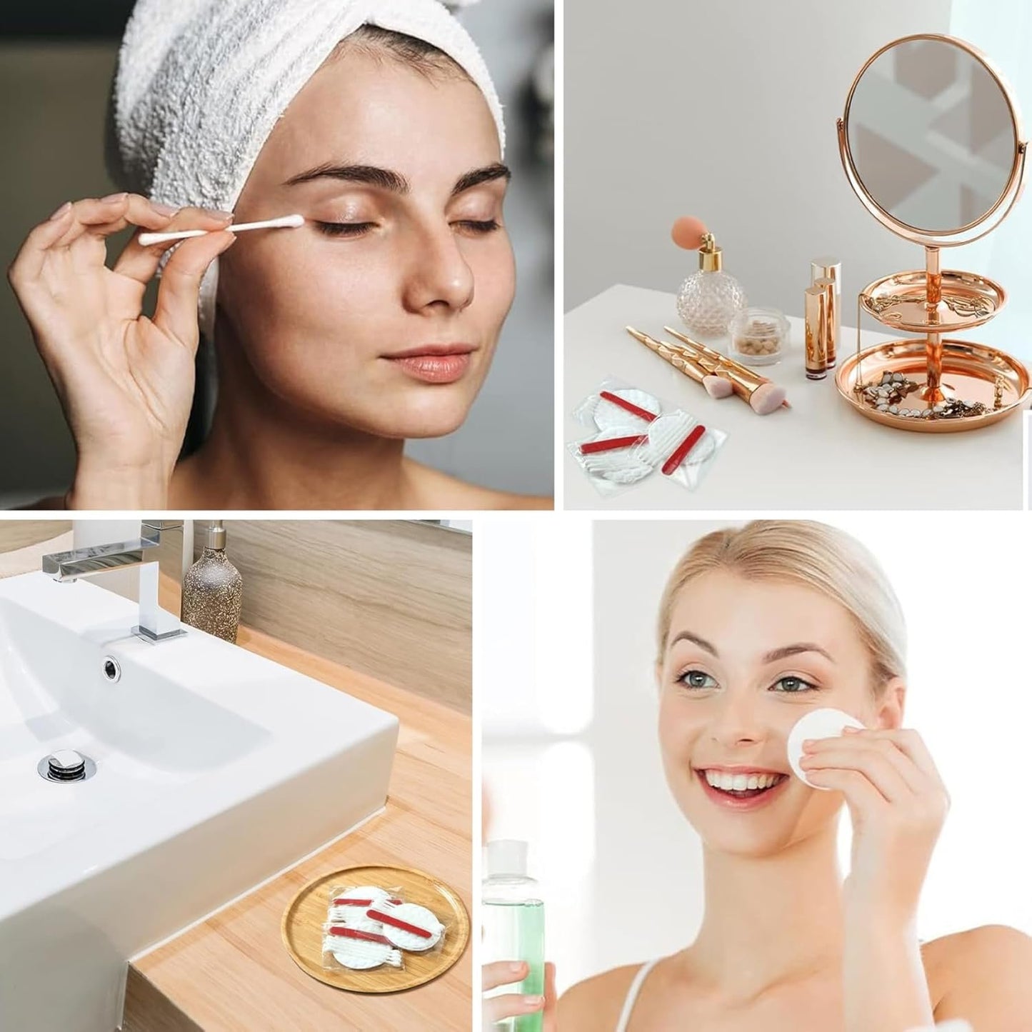 100Pcs Hotel Vanity Set, Individually Wrapped Hotel Amenities Bulk, Disposable Hygiene Kit with Cotton Pads, Cotton Swabs, Nail File for Motels Makeup Toiletry