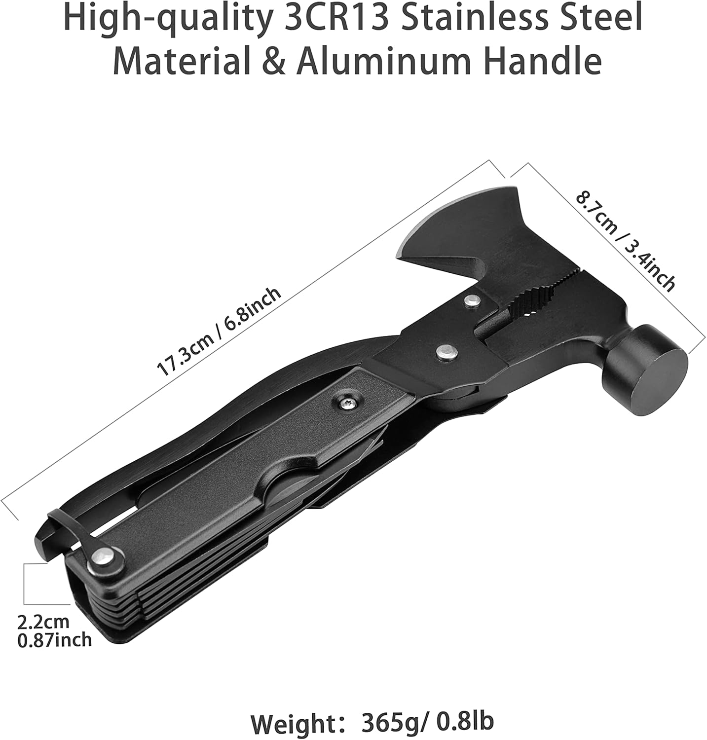 Multi-tool Axe Hammer, Upgraded 14 in 1 Portable Hatchet Tool with Sheath, Camping Survival Gear Kit Birthday Gifts Christmas Stocking Stuffers For Dad Father Grandpa Husband Son Boyfriend Him