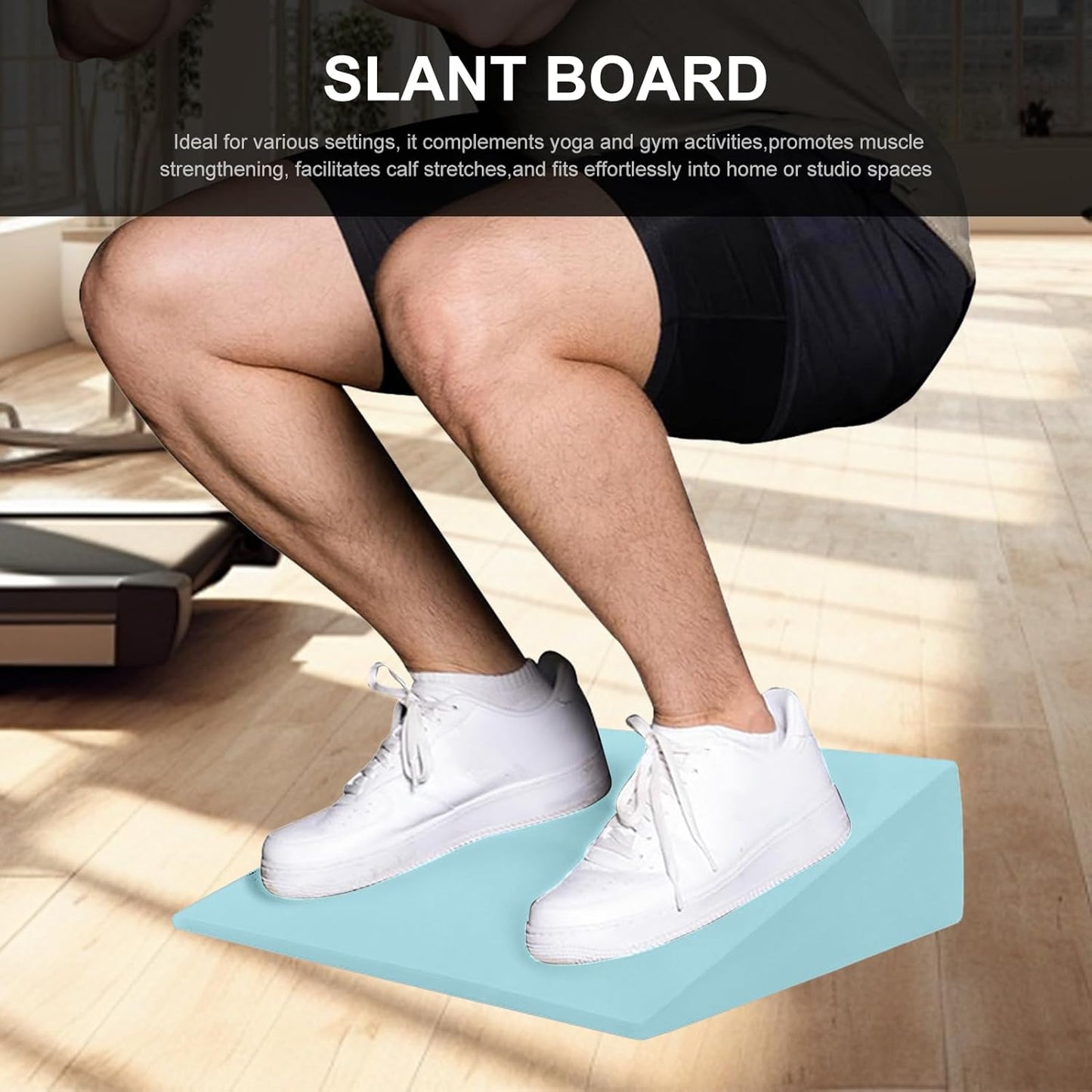 Slant Board Calf Stretching, Non-Slip Yoga Wedge, 12.8x11.81 Inches with High-Density Eva Foam, Portable Fitness Gear for Men Women, Professional Grade Workout, Black Blue
