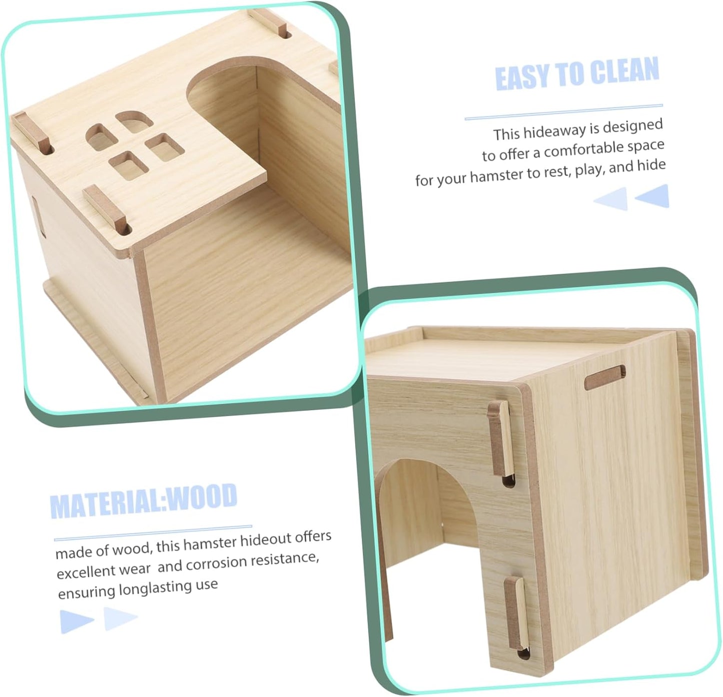 Wooden Hamster Hideout House Multifunctional Small Animal Habitat for Guinea Pig Chinchilla Hedgehog Rabbit Safe Wear Resistant Design with Feeding Watering Platform