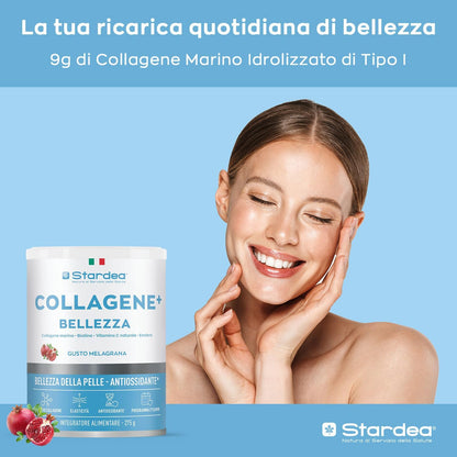 STARDEA Collagen + Beauty | Hydrolyzed Marine Collagen Type 1 with Hyaluronic Acid and Biotin | Hydration, Anti-ageing Skin Tone, Skin and Hair Flavour Pomegranate Powder 275 g