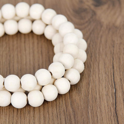 NAGUA 58” Wood Bead Garland Wall Hanging Decor Coffee Table Decor Farmhouse Beads Home Decor for Living Room, Shelf, Tiered Tray, Rustic Boho Decor Wall Hanging Accent