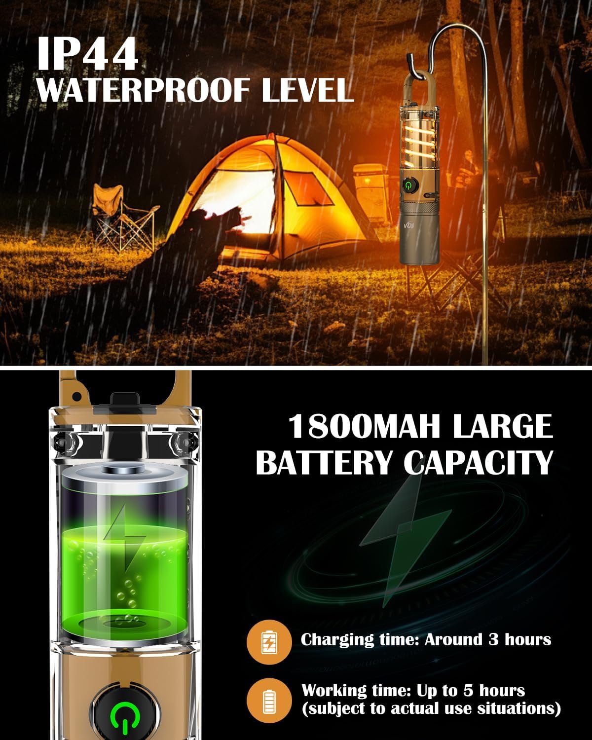 VLU Flashlight, Tactical Flashlights High Lumens, Rechargeable 1000 Lumens LED Flashlight with 5 Modes, Focus Zoomable Flashlights for Home, Outdoor & Emergency, Gift for Men Women, XST-X10