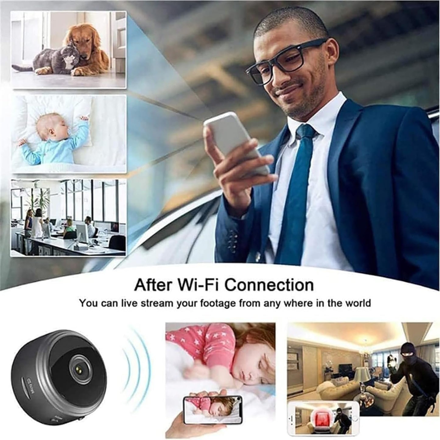 Secret Scope Camera, Secret Scope Mini Security Camera, Mini Wire-Free Monitor with Night Vision Function, WiFi Camear Outdoor Wireless 1080p HD (Black, 3)