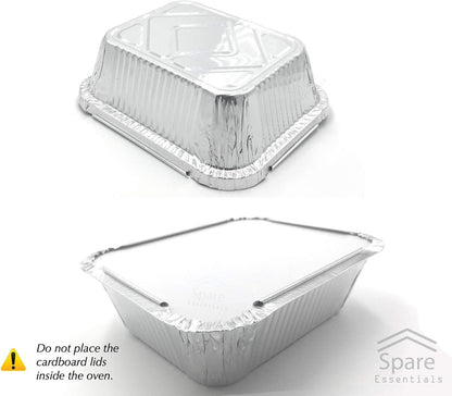 55 PACK - Aluminum Foil Pan Containers with Lids Take Out Pans Food Containers Disposable Easy Pack From Spare – 1Lb Capacity 5.5" x 4.5" x 1.9" – SMALL Size