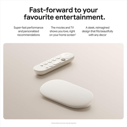 Google TV Streamer (4K) - Fast Streaming Entertainment With Voice Search Remote - Watch Movies, Shows, Live TV, and Netflix in 4K HDR - Smart Home Control - 32 GB Storage - Porcelain