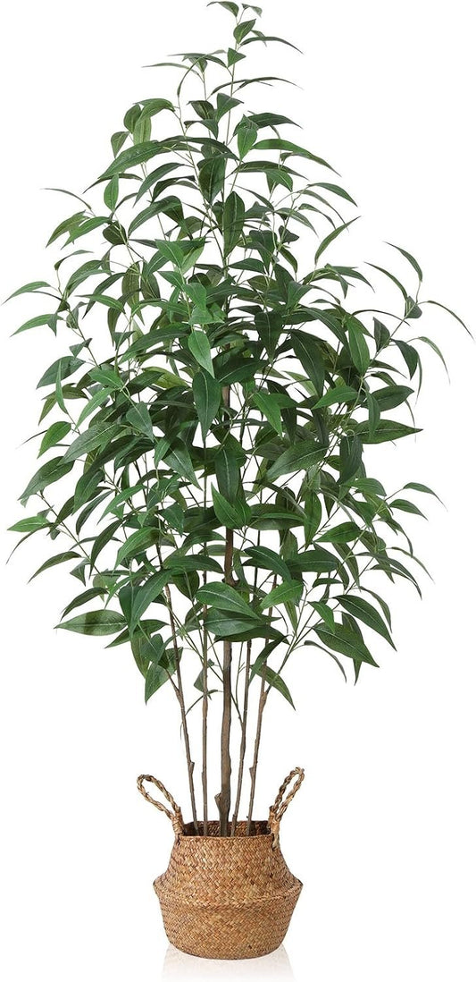 Ferrgoal Artificial Eucalyptus Tree, 55 Inch Tree Fake Plant in Pot for Home and Office Decor, Potted Faux Plants Tall Artificial Trees for Indoor, Outdoor, Lifelike Home Decoration