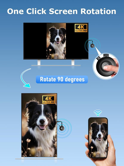 Wireless Display Adapter True 4K, 2.4G/5G WiFi Wireless HDMI Dongle, No Delay Screen Mirroring Video Audio Receiver for Phone Pad Tablet Laptop PC iOS Android Windows MacOS to TV Monitor Projector