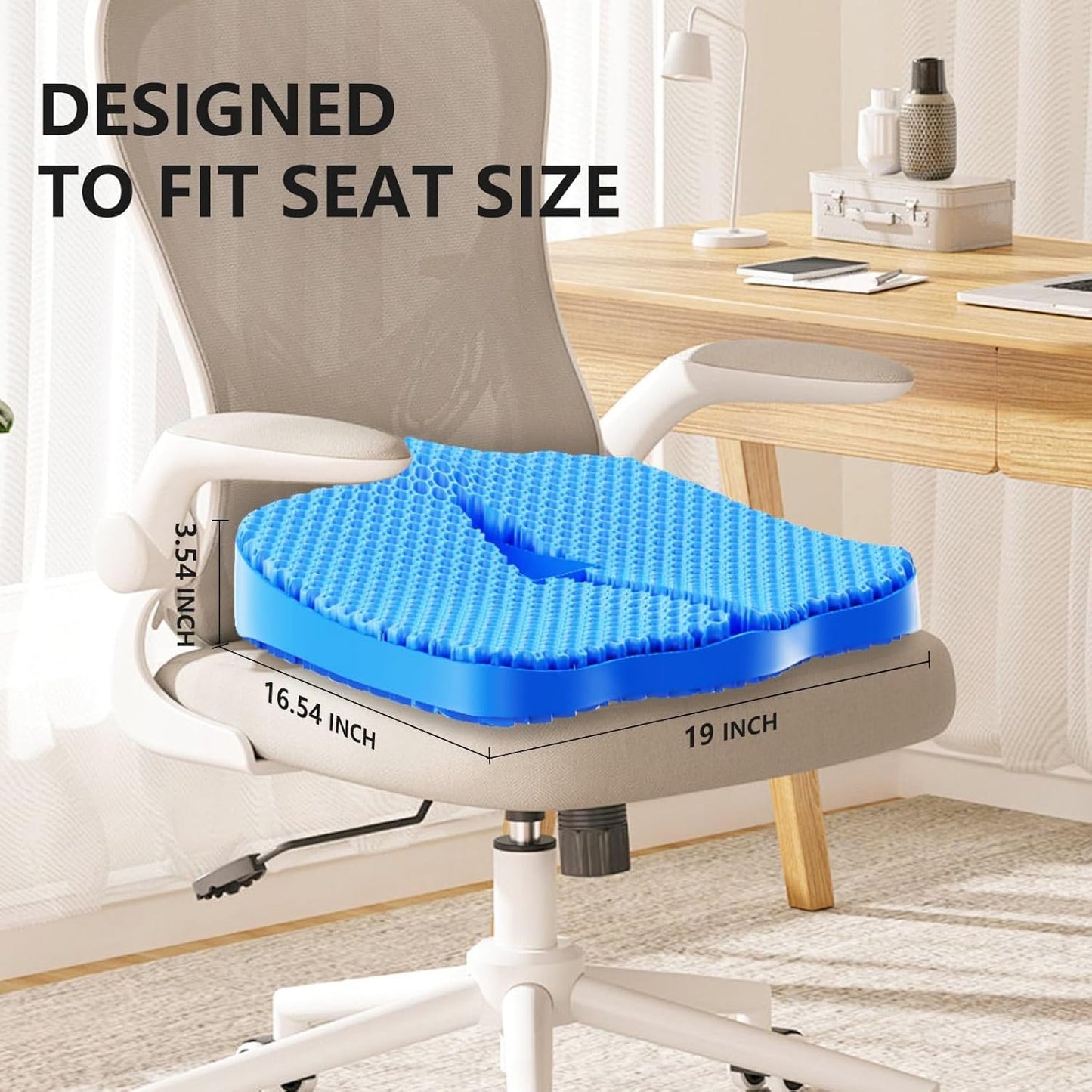 Tsmertor Gel Seat Cushion for Office Chair 3.54in Thick Ergonomic Gel Cushion Seat Pad for Long Sitting Relieve Sciatica Back,Pressure Sore&Ulcer Pain for Wheelchair Office Chairs Car Seats