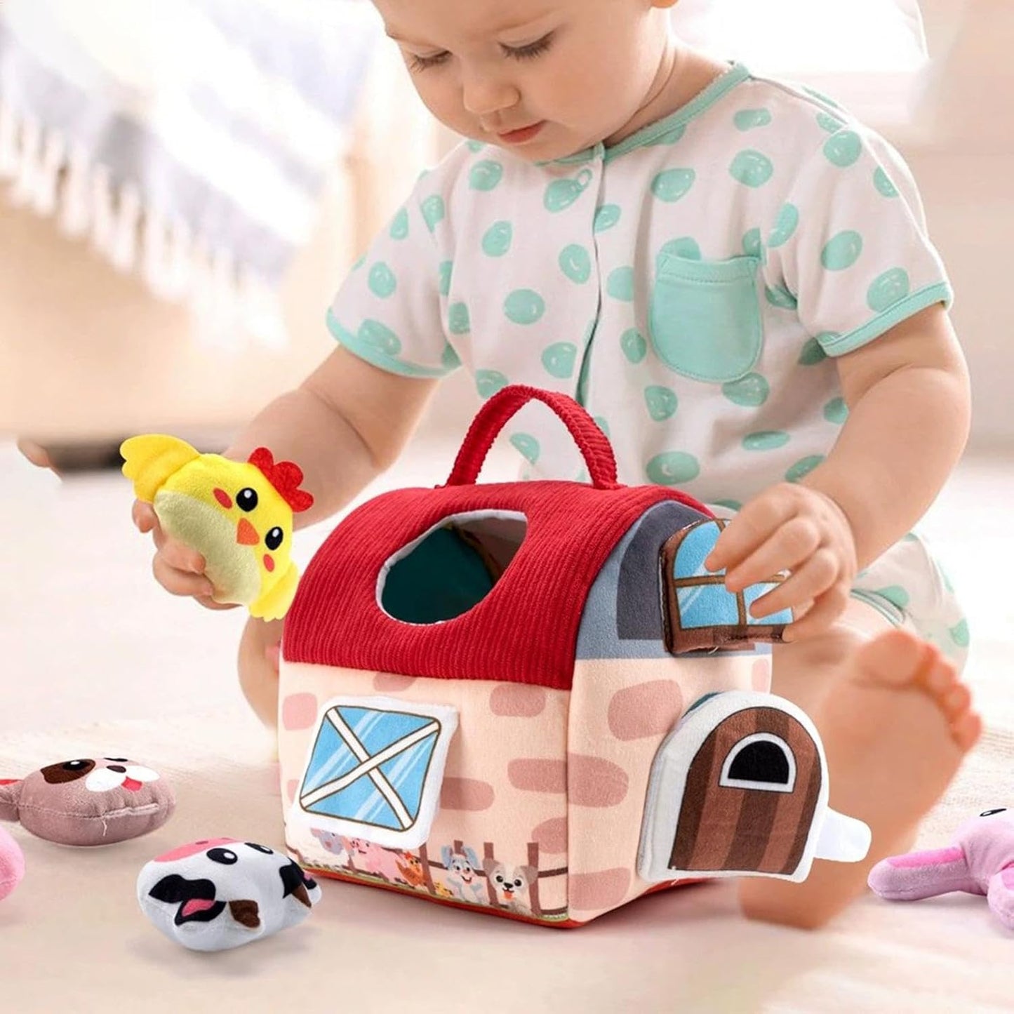 Generico Farm Playset, Stuffed Animal Plush Barn Toys Set, Pretend Play Farm Animal Plushs Easter Basket Stuffers, Soft Toy for Kids Birthday, Multi-Size