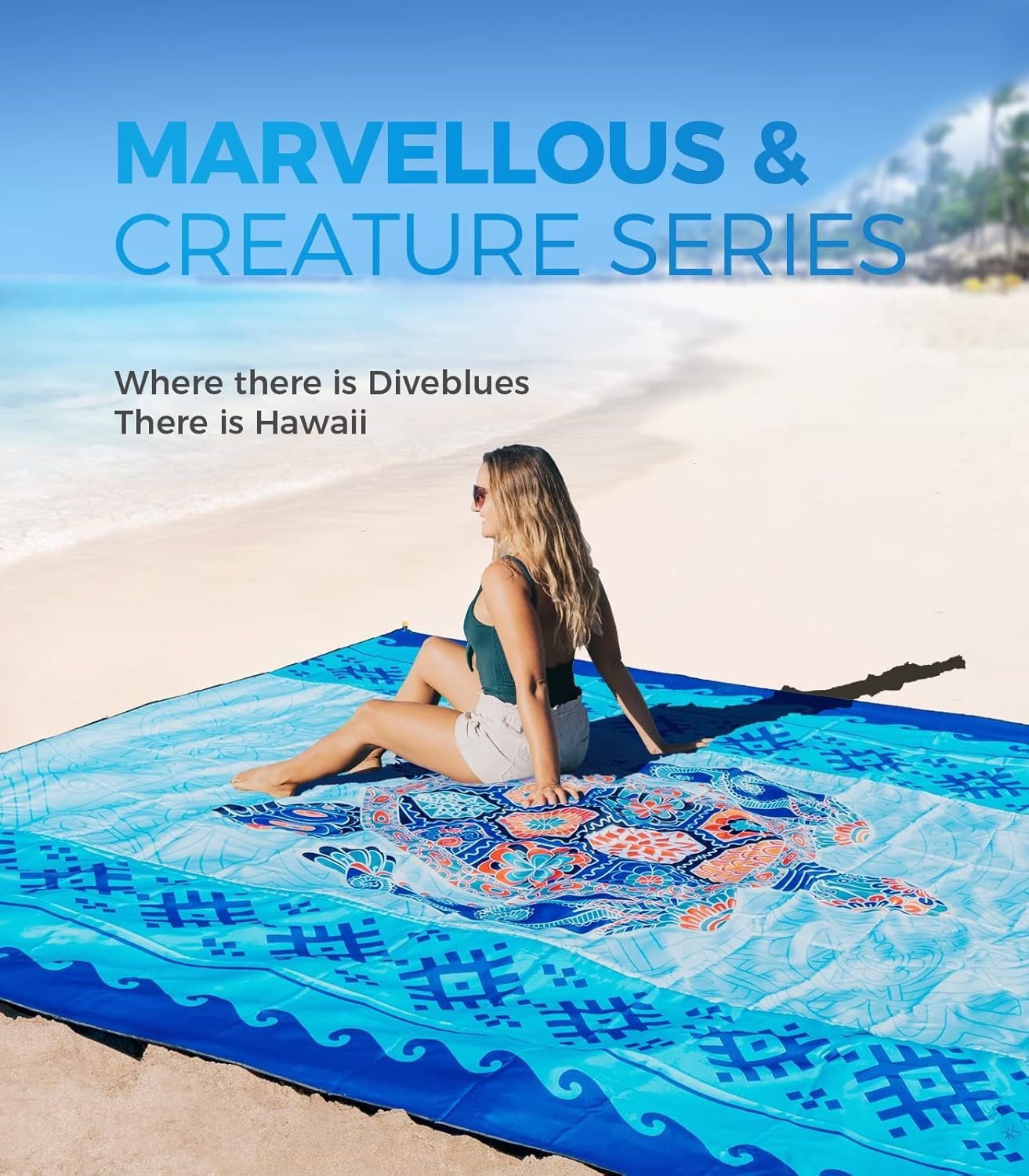 OCOOPA Beach Blanket, Sand Free Mat Quick Drying, Large and Compact, Easy Carring, Perfect for Beach Yoga, Outdoor Music Festival, Travel Camping Gifts, Park Picnic
