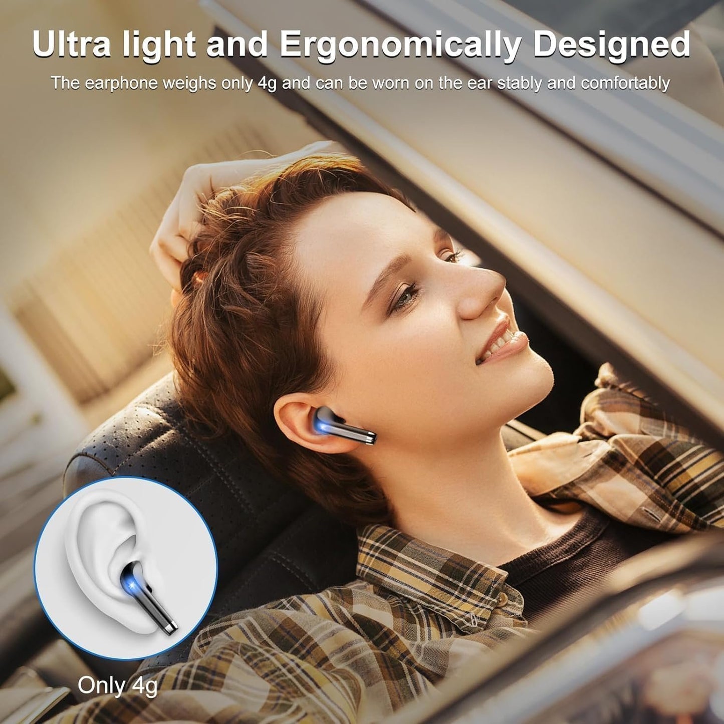 Wireless Earbuds - in Ear Headphones Bluetooth 5.3 with ENC Noise Cancelling Mics - HiFi Stereo Deep Bass - LED Display - USB-C Fast Charging - 40 Hours Playtime - Earphones for Sports, Work, Leisure