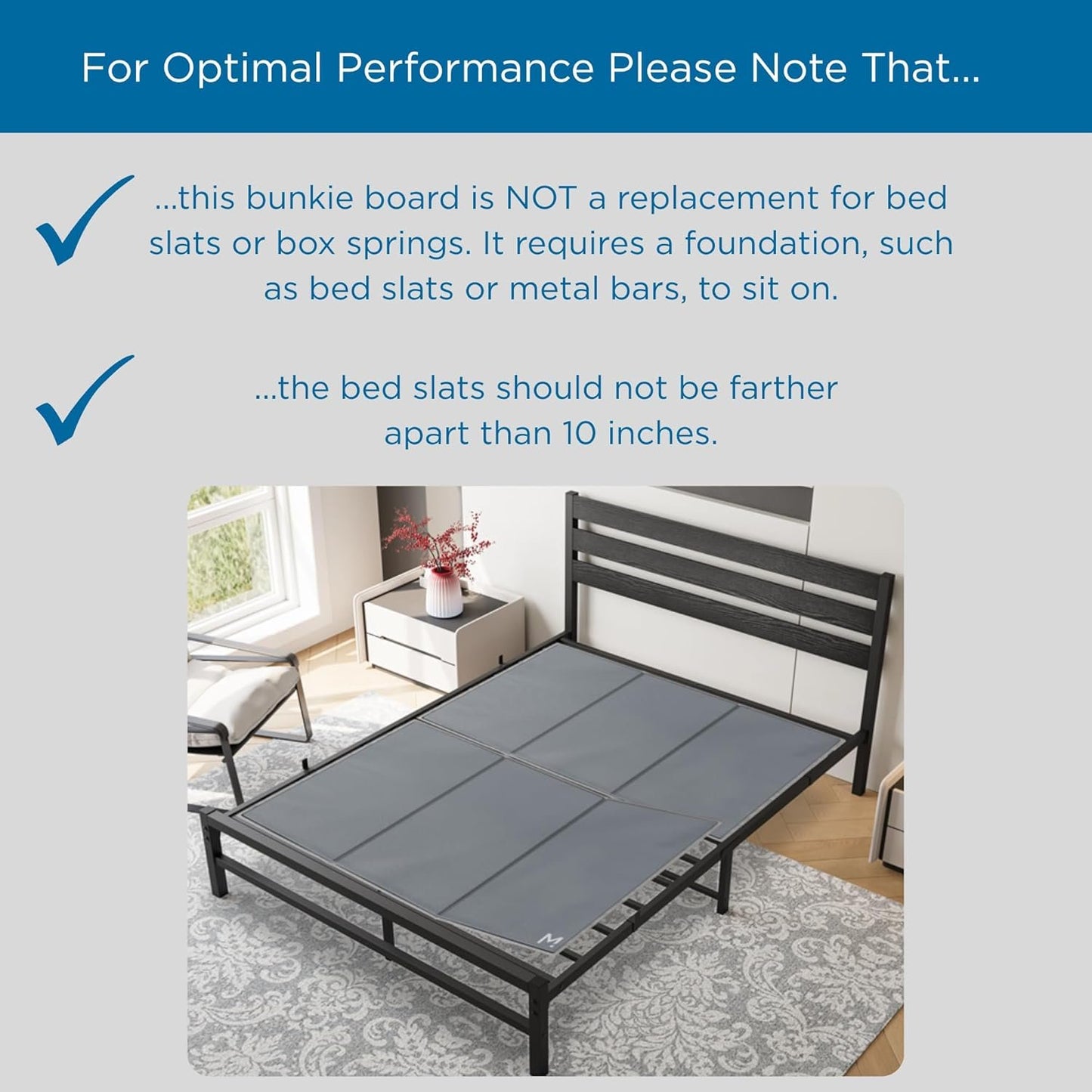 Heavy Duty 10mm Bunkie Board Twin XL Size (38x79'') Patent Pending Low Profile Bed Board Design - Breathable, Noise Minimizing, Moisture Resistant Bunkieboards, Low Profile Bed Support by Meliusly