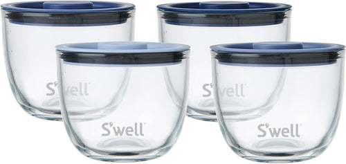 S'well 12oz Glass Prep Bowl Set of 4 for Easy Meal Prep, Coastal Blues, Made from Durable Tempered Glass, Nests Inside 21.5oz