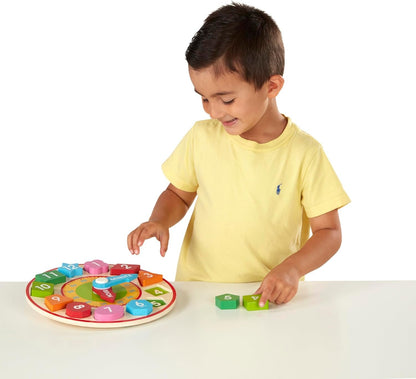 Melissa & Doug Shape Sorting Clock - Wooden Educational Toy | Learn To Tell Time Clock Toy For Kids 3+