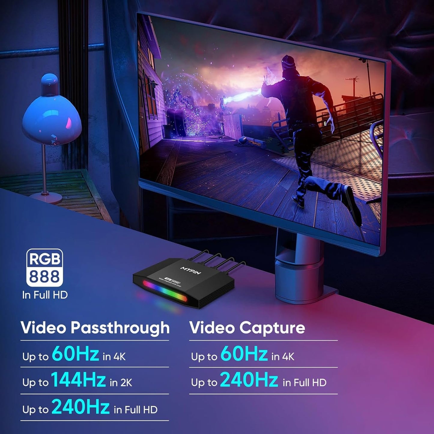 4K 60fps HDMI Video Game Capture and Passthrough Support HDR & VRR,1080P 120fps Capture for Games Console Live Streaming and Video Recording in 4K