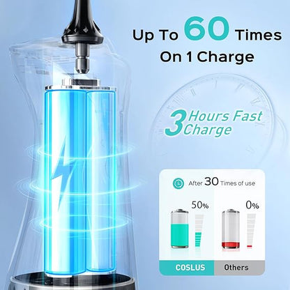COSLUS Water Dental Flosser Pick for Teeth: 4 Modes Cordless Portable 300ML Larger Tank Water Teeth Cleaner IPX7 Waterproof Flossing Cleaning Picks for Home Travel Black C30(FC5360)
