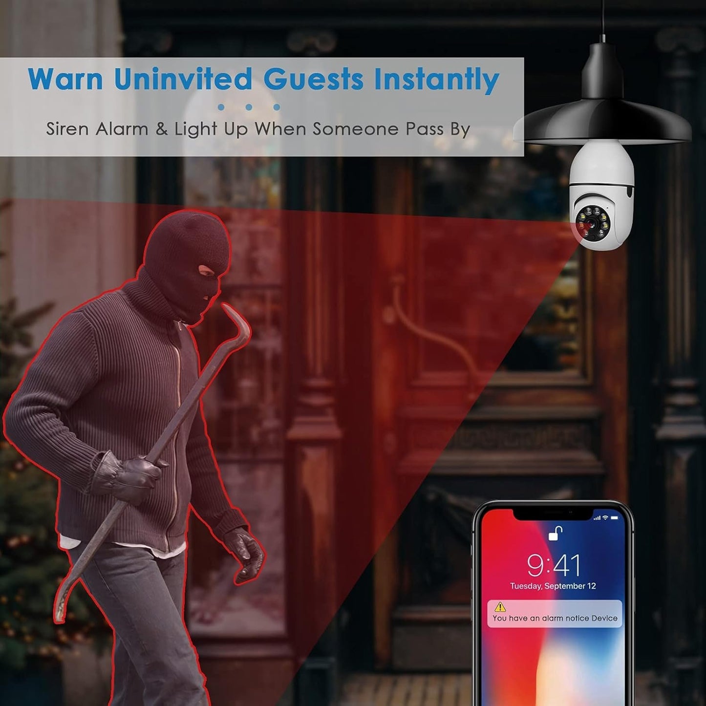 UPULTRA Light Bulb Security Camera Outdoor 2packs HD Wireless 5GHz/2.4GHz WiFi Home IP Cameras E27 360 Degree Panoramic,Motion Detection and Alarm,Two-Way Audio,Night Vision