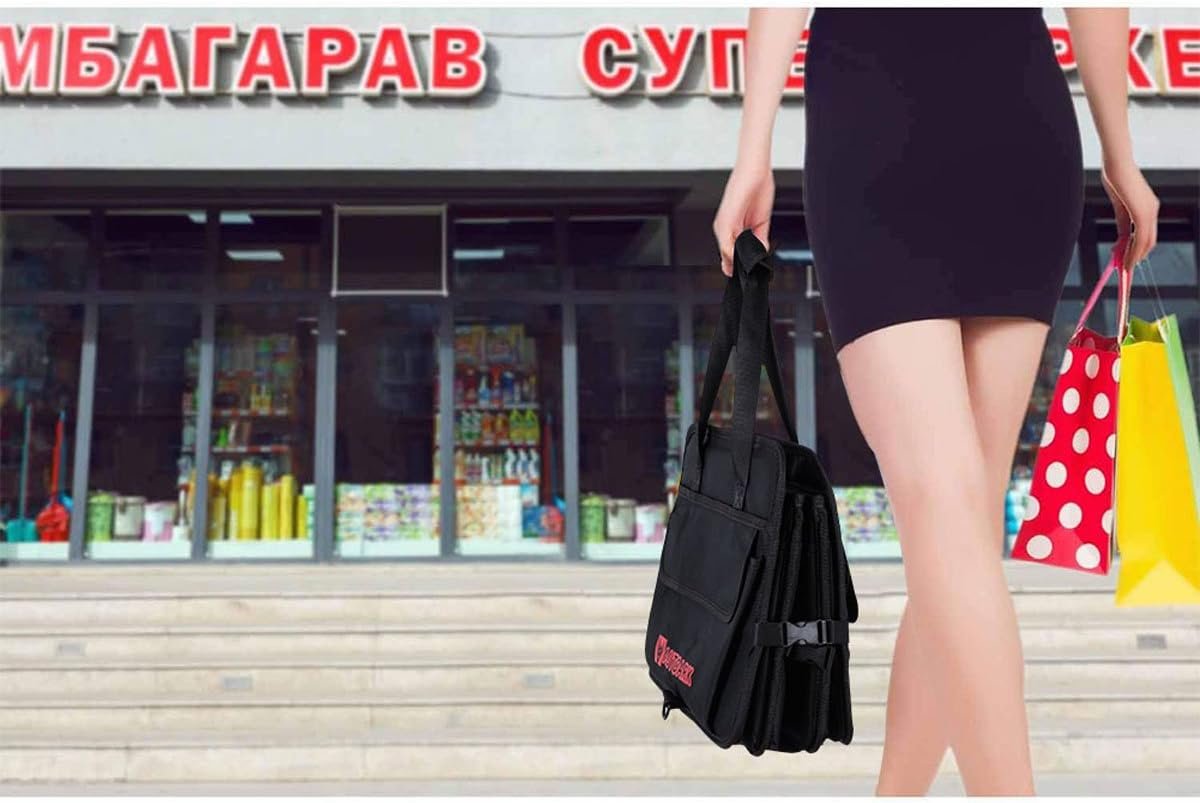 Autoark Multipurpose Car Trunk Organizer with Straps,Non-Slip Waterproof Bottom,Durable Collapsible Adjustable Compartments Cargo Storage,Upgraded Handle,AK-072