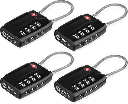 Fulasun 4Pcs TSA Luggage Locks 4 Digit Travel Combination Locks Portable Small Combination Padlocks Zinc Alloy TSA Accepted Suitcase Locks for Travel Bag Suitcase Lockers Backpack ZiWZzEi