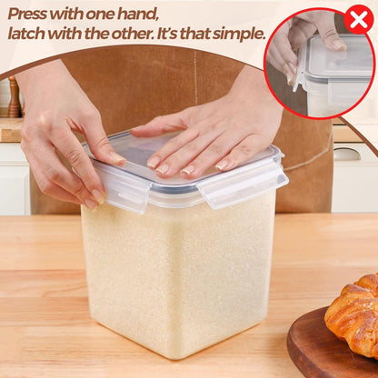 ComSaf Flour Cereal Storage Containers Set of 3 (5.2L/166oz) (2.5L/78oz*2), Large Airtight Food Storage Containers with Lids, Plastic Canisters Sets for Kitchen, Pantry Organizers for Rice and Baking