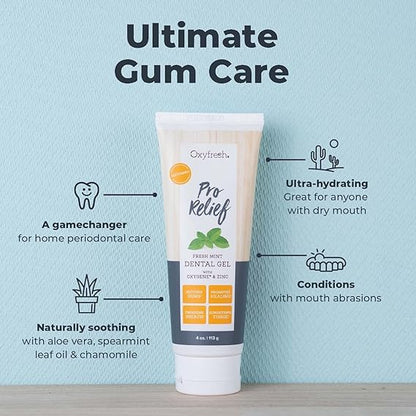 Oxyfresh Premium Pro Relief Dental Gel with Zinc –Infused with Aloe Vera, Chamomile and Xylitol – Dentist Recommended to Help Soothe Gum Tissue. 4 oz.