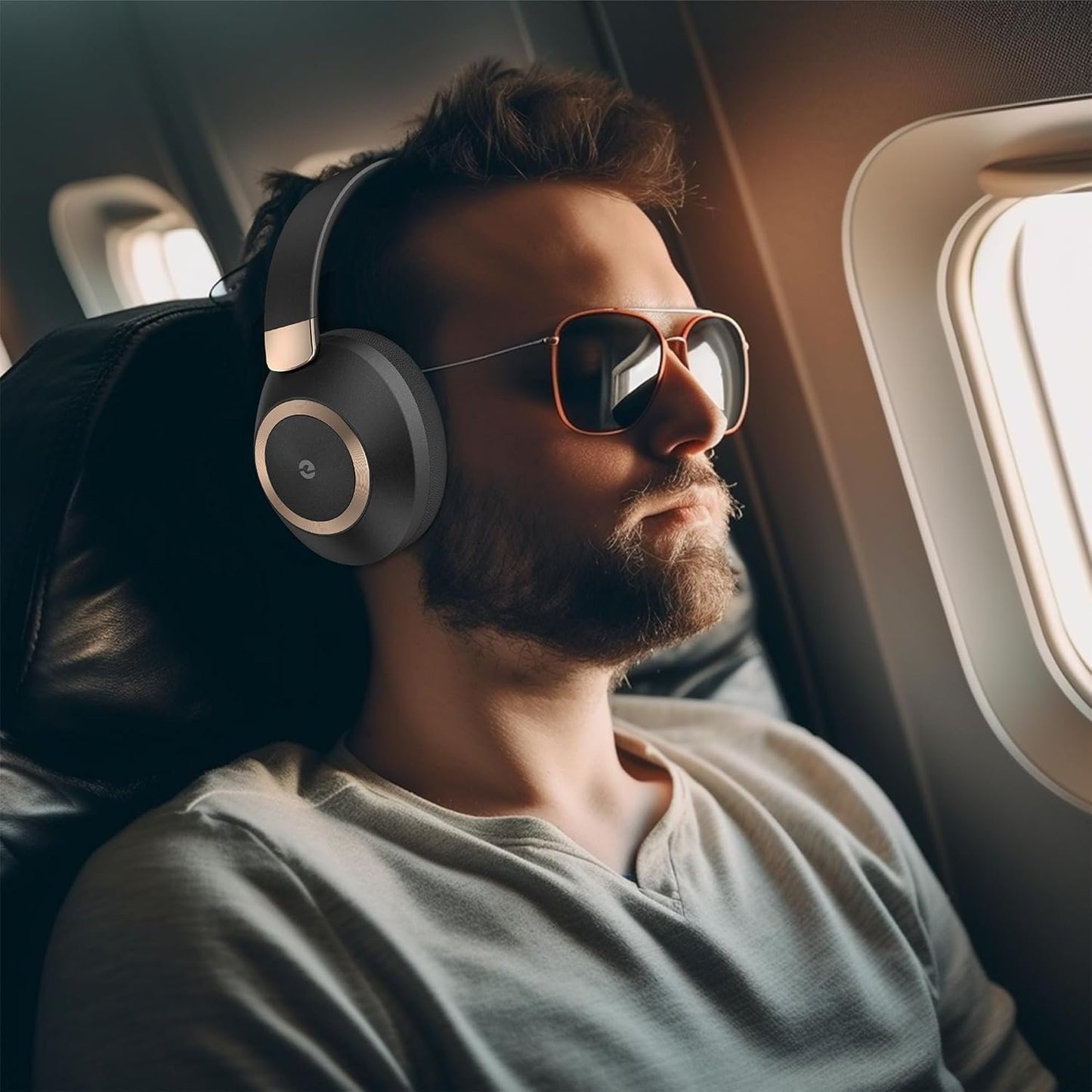 Active Noise Cancelling Headphones, 100H Playtime Headphones Bluetooth Wireless, Bluetooth Headphone Over Ear with Built-in Mic, Wireless Headphone for Travel, Home, Office, Call, Music, Meeting