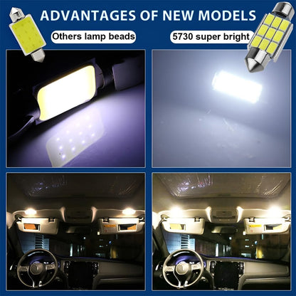 TSUGAMI 4PCS 36mm Car LED Bulbs, 6000K Automotive Error Free Canbus 5730 9-SMD Chipsets Festoon Dome Lights, Vehicle Interior Decoration Accessories Universal For SUV Truck RV Van (Ice Blue)