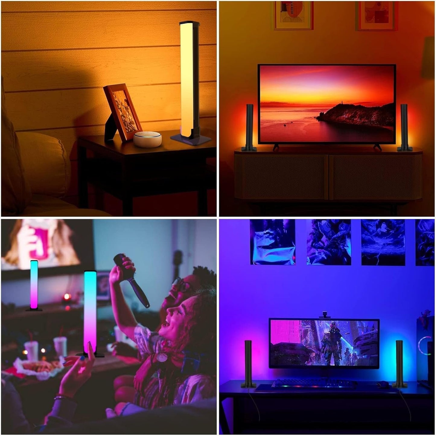 Smart LED Light Bar, 2Pack RGB Smart LED Light Bars with 46 Scene and Music Modes, Gaming Lights That Sync with TV Backlight, LEDs RGB Ambient Color Changing Lighting for Gaming, Bedroom (10inches)
