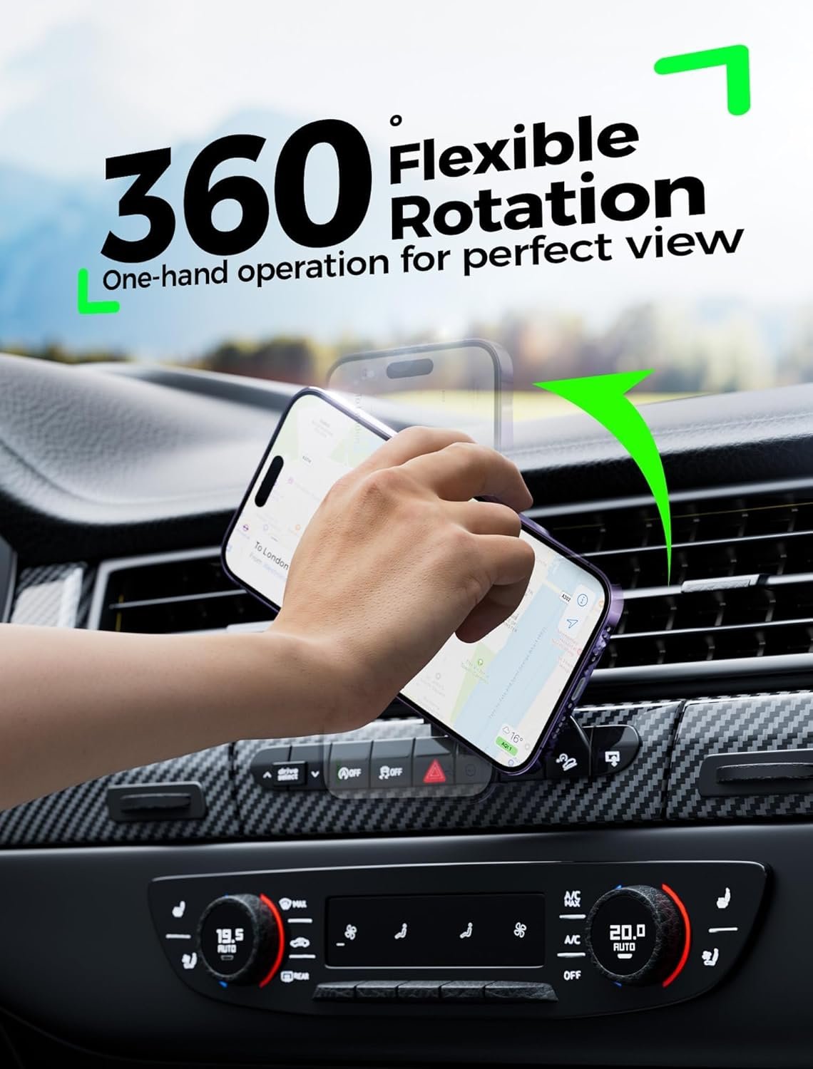 NEUTYPECHIC 15W Wireless Charging Car Phone Holder, Super Strong Suction for Magsafe Car, Wireless Car Charger with Night Light, Magnetic Car Phone Holder for iPhone 16/15/14/13/12