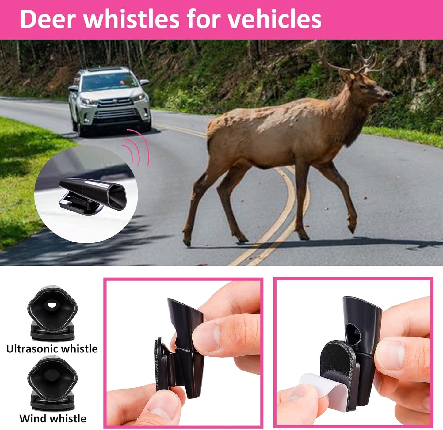 HLWDFLZ Car Roadside Emergency Kit - Pink Roadside Assistance Emergency Kit with Jumper Cables, Auto Tool Set, Deer Whistles, Winter Car Safety Roadside Assist Kit for Teen Girl and Ladies