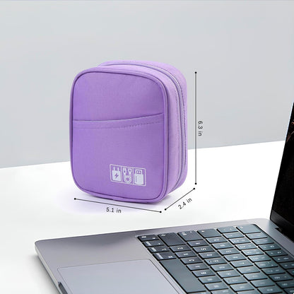JINSI Portable Electronics Travel Organizer Cable Organizer Bag for Charger, Cords, Cables, Power Bank, Earphones, Pouch Tech Pouch Carry Storage Case Bag, Purple