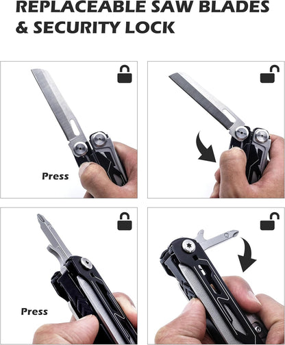 RUSH DEER Multi-Tool 18-in-1 Essential Survival Tools and Multitools Plier- Gift for Men-Versatile Camping Tool Kit-ultimate versatile toolkit For DIY, Outdoor-Black