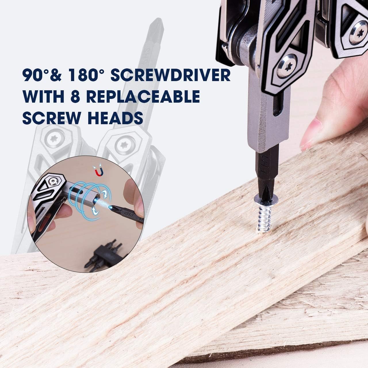 BIBURY Multitool Pliers, 21-in-1 Multi-Purpose Pocket Knife Pliers Kit, 420 Durable Stainless Steel Multi-Plier Multi-Tool for Survival, Camping, Hunting, Fishing and Hiking, Gift for Him