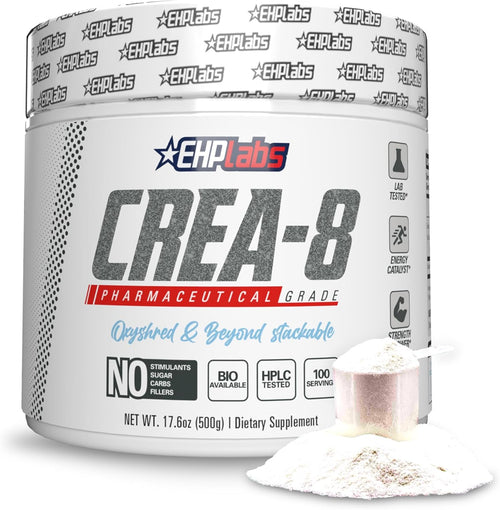 EHPlabs CREA-8 Creatine Monohydrate Powder - Creatine Powder for Building Lean Muscle Mass, Improves Strength & Power, Supports Brain Health - 100 Servings (500g)