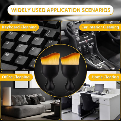 2PCS Car Interior Detailing Brush, Auto Car Detailing Brush Dusting Brush, Soft Bristles Car Interior Cleaning Tool for Dashboard Interior, Exterior, Skylight, Leather, Dust Brush (Black)