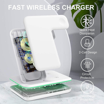 KIYOSAKI Wireless Charger, 3 in 1 Charging Station, Charging Dock for AirPods and AirPods Pro, Watch Stand for Apple Watch, Qi Fast Charging Stand for iPhone Samsung Galaxy and All Qi-Enabled Devices