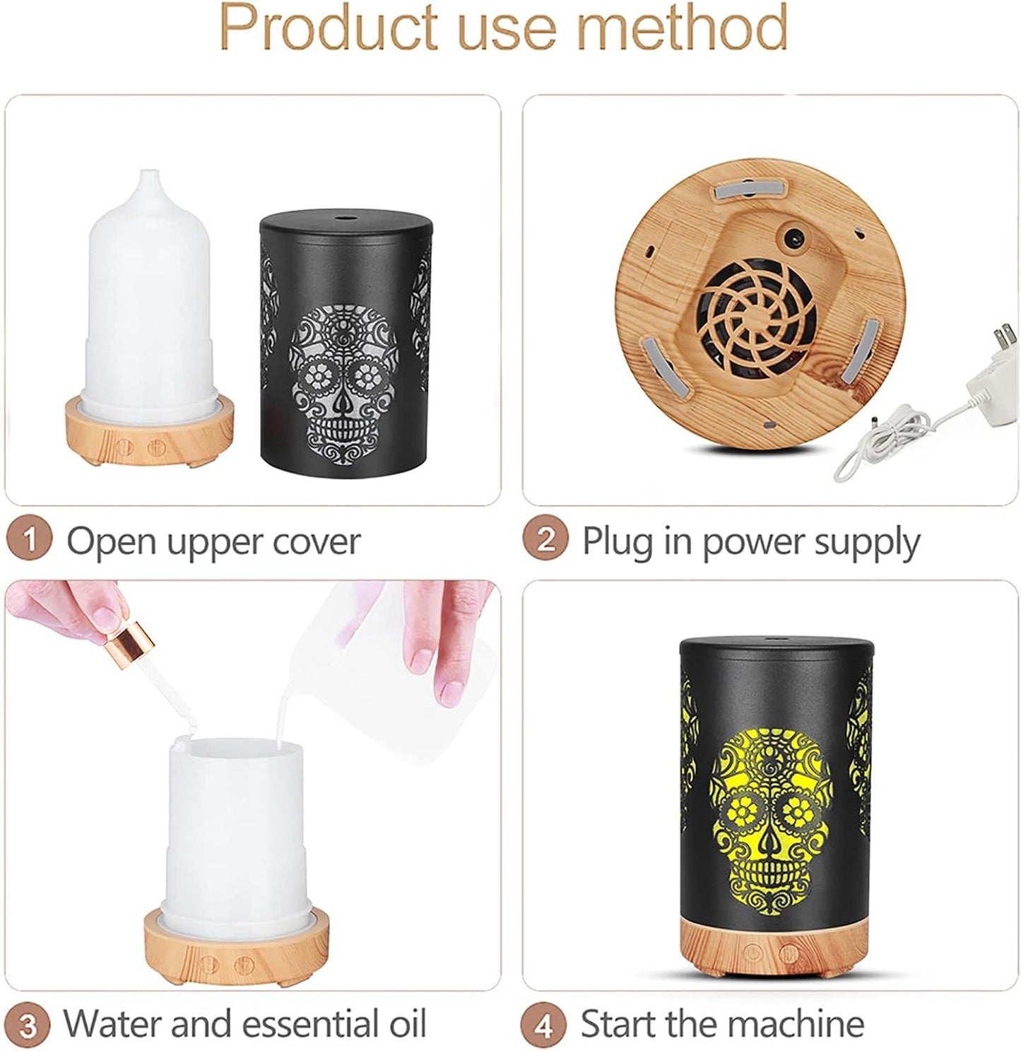 Essential Oil Diffuser Portable Remote Control Aroma Diffuser LED Light Air HumidifierEU Plug