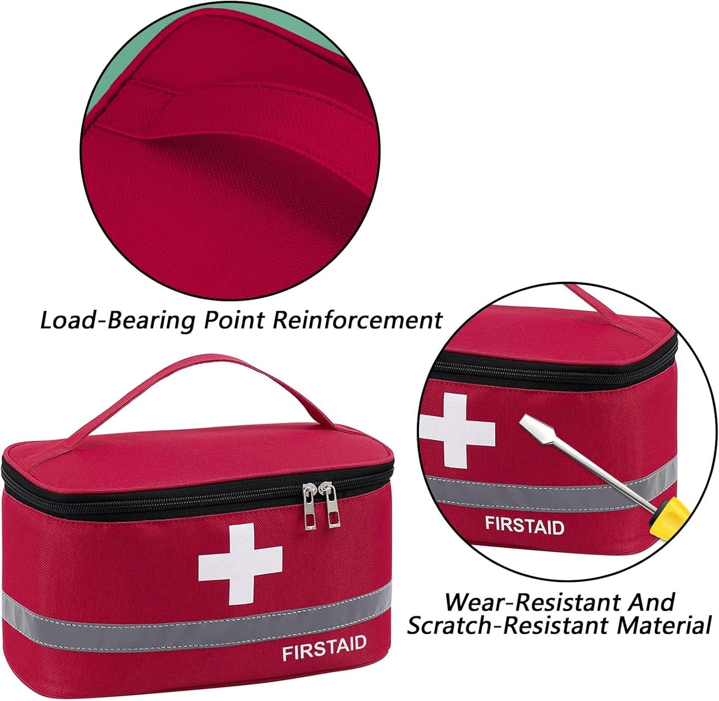 Dafape First Aid Empty Kit, Medical Kits Survival Trauma Bag for Emergency Travel Hiking Home Office Car Boat Outdoor Sports Camping Portable Rescue Zipper Pouch (Red)