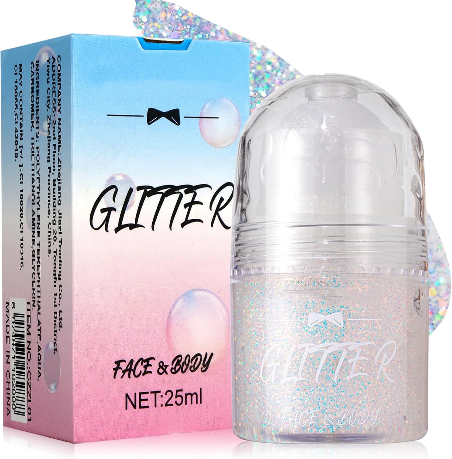 Roll-on Body Glitter Gel, Body Glitter Stick, Body Glitter, Rave Accessories for Face Body Hair, Shimmer Makeup for Halloween Festival Rave Party