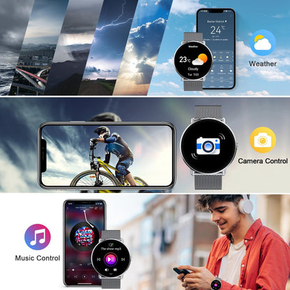 Smartwatch Men Women Fitness Watch: Bluetooth Call Answer Handsfree Waterproof Digital Smart Watch Tracker Heart Rate Monitor Pedometer Spo2 Calorie Sports for Android iOS Silver17
