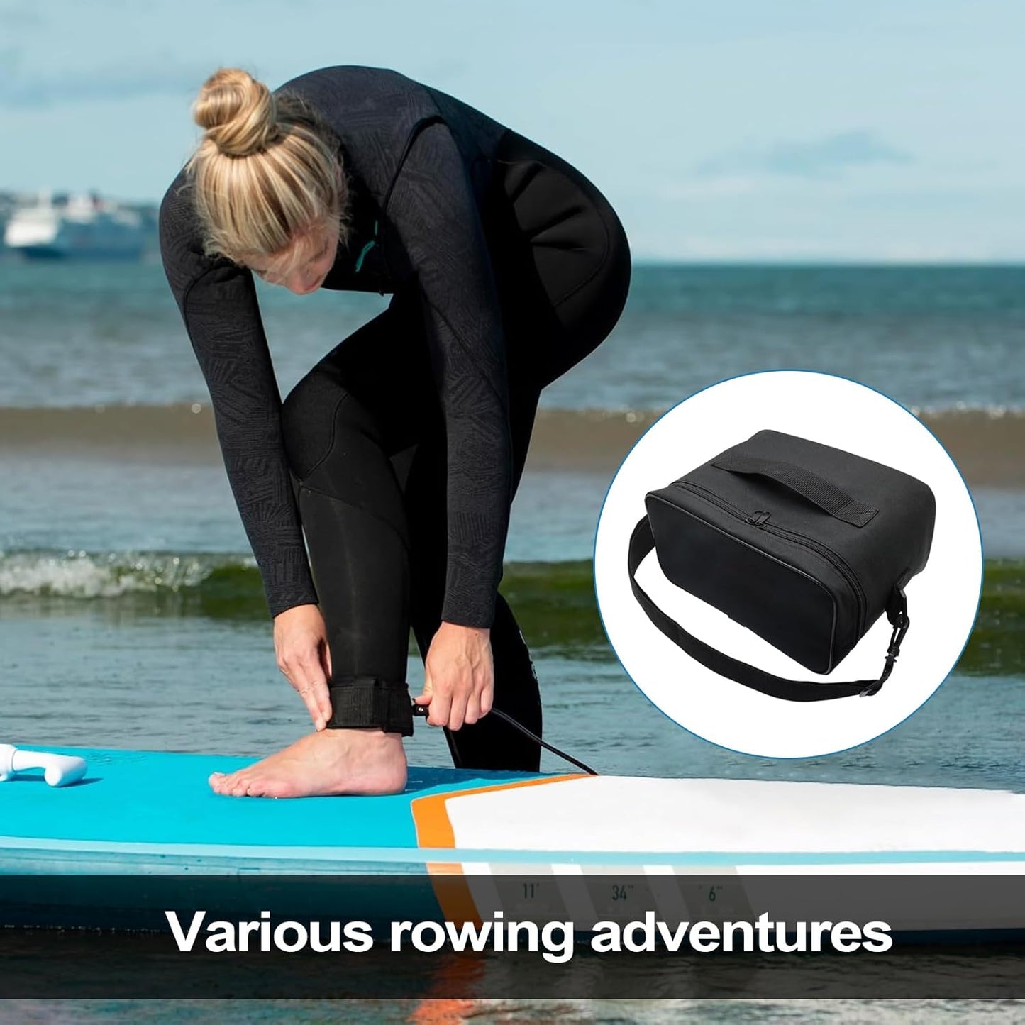 Generico Paddle Board Pump Bag, Electric Air Pump Travel Backpack, Large Capacity Portable Storage Organizer, Adjustable Shoulder Strap Gear Holder for Outdoors, Beach, Paddleboarding, Camping