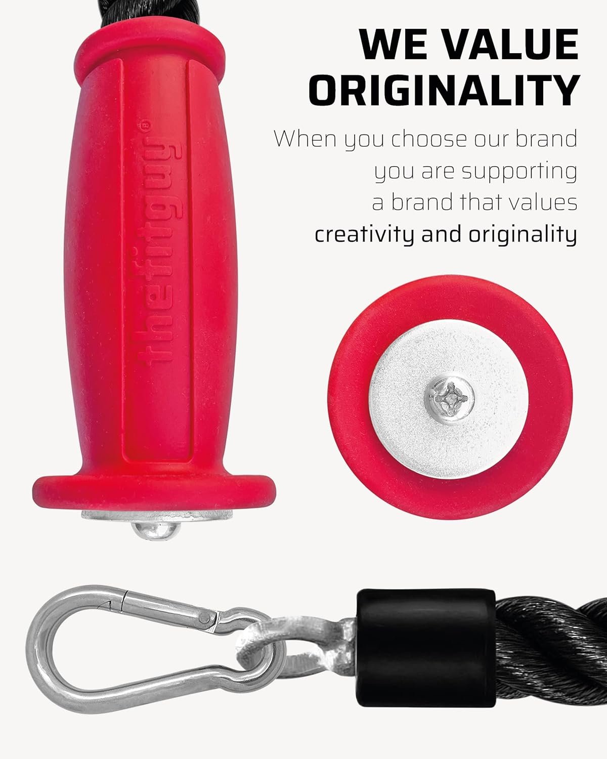 THEFITGUY 2 Ergonomic 16.5" Single Tricep Ropes | Non-Slip Cable Attachment | Wrist Pressure Relief | Grip Strength & Forearm Activation | Home & Commercial Gym Accessory, For Cable Machine, Smart Gym