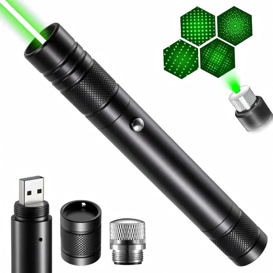 Professional Rechargeable Flashlight Long Distance Range Light for TV/LED/LCD Screens, Tactical Flashlights for Outdoors Astronomic Constructions Indoor Presentation Office (Green)