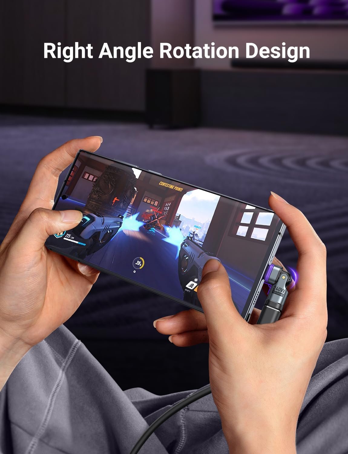 AUFU PD 240W 16PIN USB C Magnetic Adapter(2Pack)/180 ° Rotation USB C 90 Degree Adapter/Right Angle USB Adapter/Magnetic C to C for 1Phone 16/15 Series, Ma-Book /1Pad Series, Samsung Galaxy