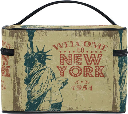 Gift Statue of Liberty New York Women's Travel Beauty Case Cosmetic Bag Make up Makeup Bags Makeup Organizer Girl, Cute Funny