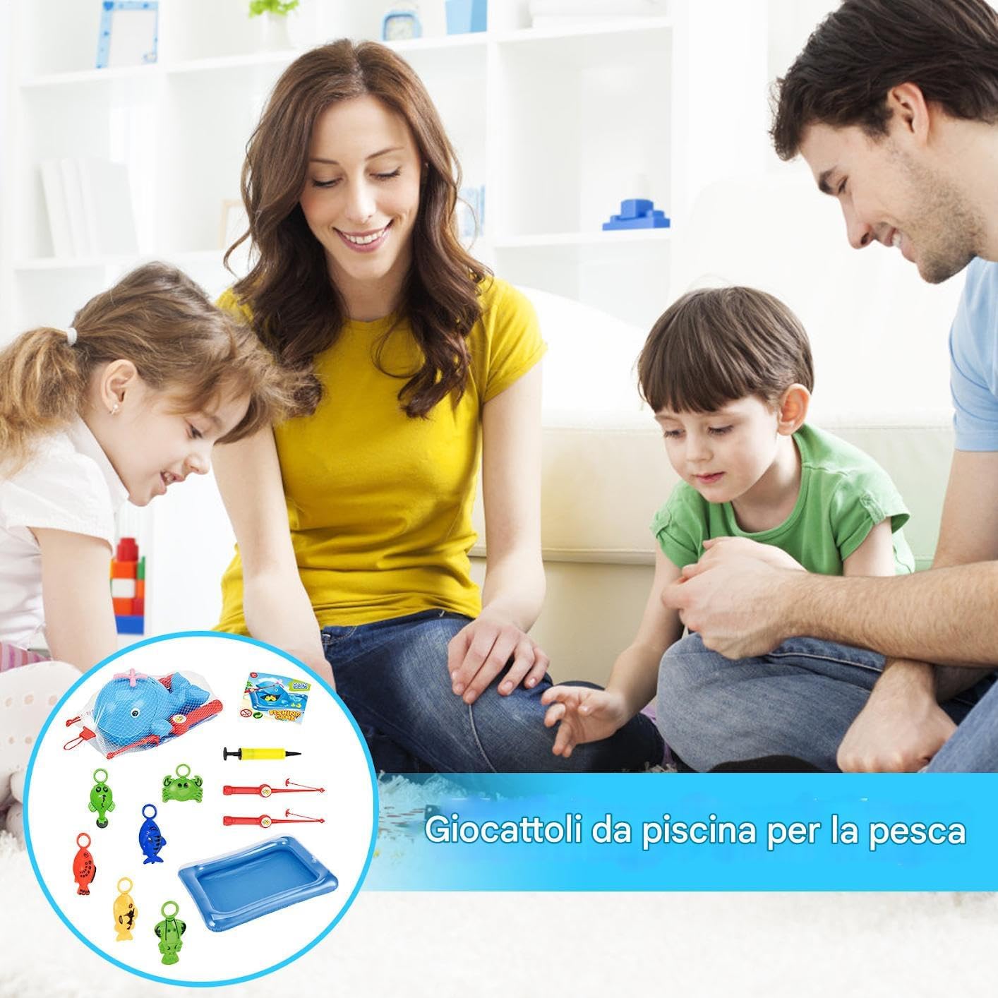 Toddler Fishing Toy Set – Inflatable Swimming Fish Pool Game with Hand Pump | Water Table Bathtub Toy for Summer Outdoor Play, Bath Time Fun & Kiddie Party Favors – Interactive Bath Game for Boys & Gi