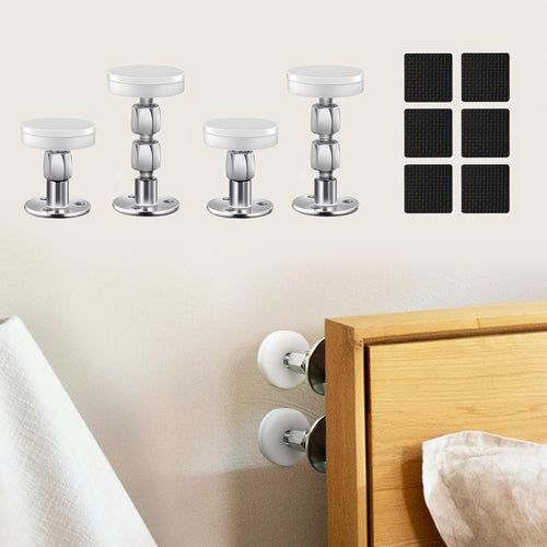 CRETBEL 4PCS Adjustable Bed Frame Anti-Shake Tool (Upgraded) for Loft Beds, Headboard Stoppers with Free Furniture Pads and Screws, Protect The Wall from Banging, Easy to Install (1.1-2.5in)