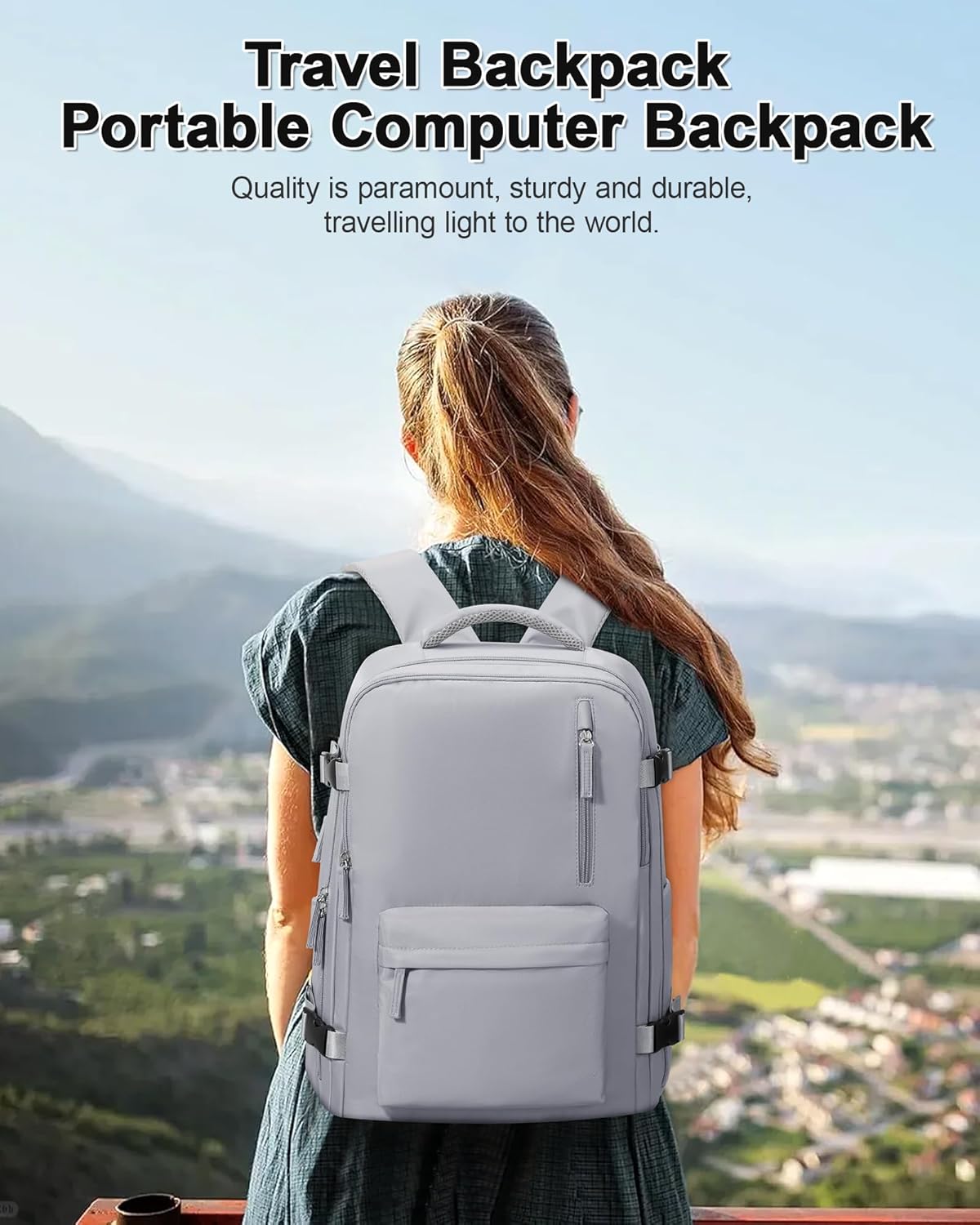 Lendolk Large Travel Backpack Women, Carry On Backpack Men,Hiking Backpack Waterproof Outdoor Sports Rucksack Casual Daypack School Bag Fit 14 Inch Laptop with USB Charging Port Shoes Compartment