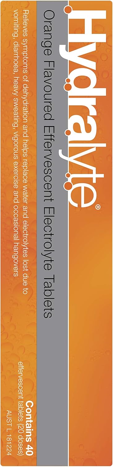 Hydralyte Effervescent Electrolyte Tablets Orange Flavoured 40 Tablets